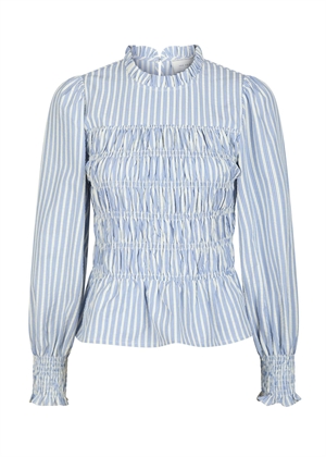 Possa stripe smock bluse Lyseblå Neo Noir 